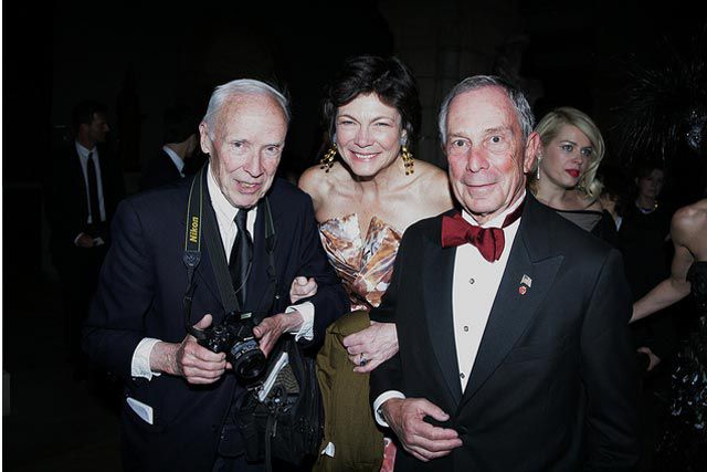 Mayor Bloomberg, with girlfriend Diana Taylor and NY Times photograph Bill Cunningham, at the Metropolitan Museum's Costume Institute Gala